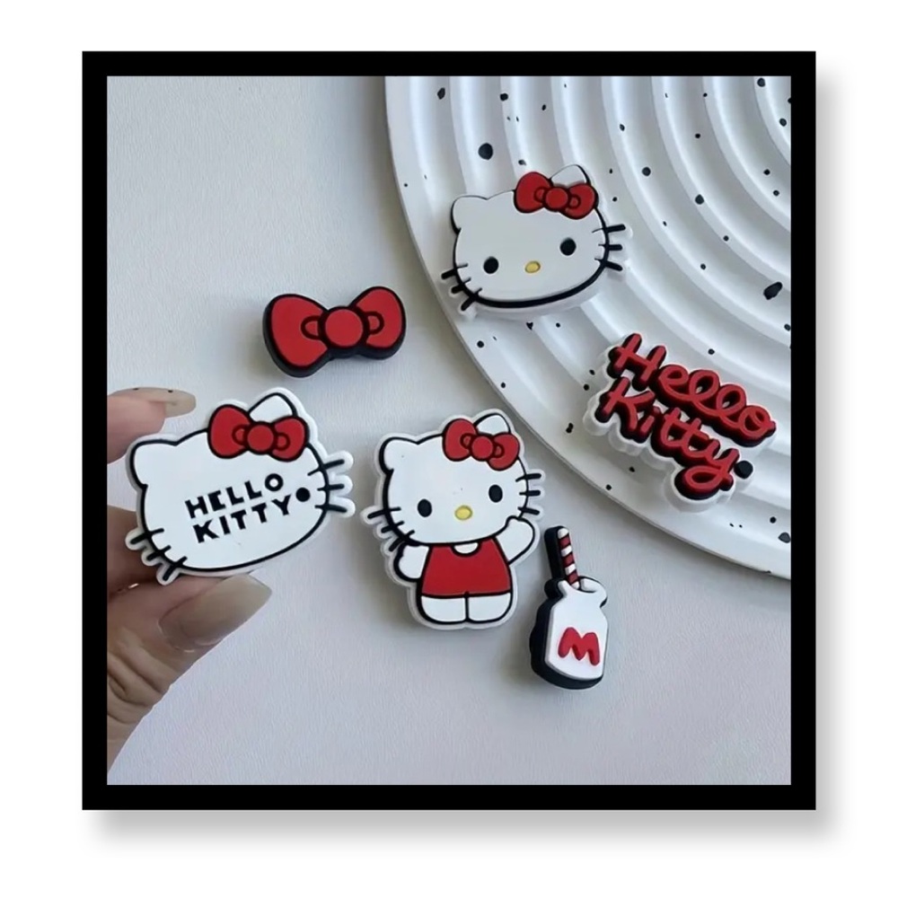 (New in package) 6 pc Hello Kitty Red and White Croc Charms